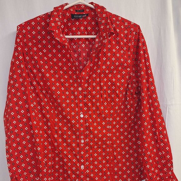 Jones New York Red Patterned Button Down Shirt | Women’s Size L | Non-Iron - Picture 1 of 4
